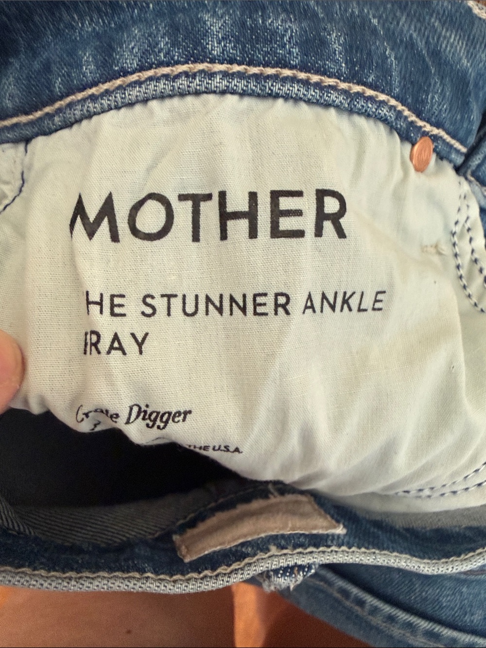 Mother The Stunner Ankle Fray Jeans Womens Size 28 Denim Mid Wash - Picture 9 of 13